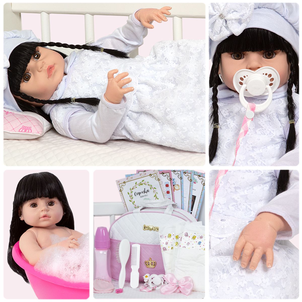 Boneca Bebe Reborn Menina 100% Silicone Enxoval + 24 Itens