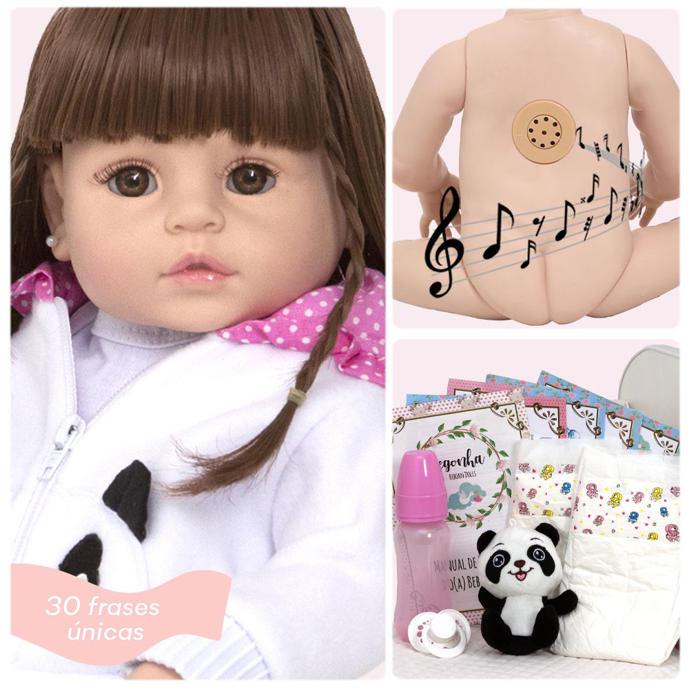 Roupa Para Boneca Bebê Reborn Com Casaco Panda 
