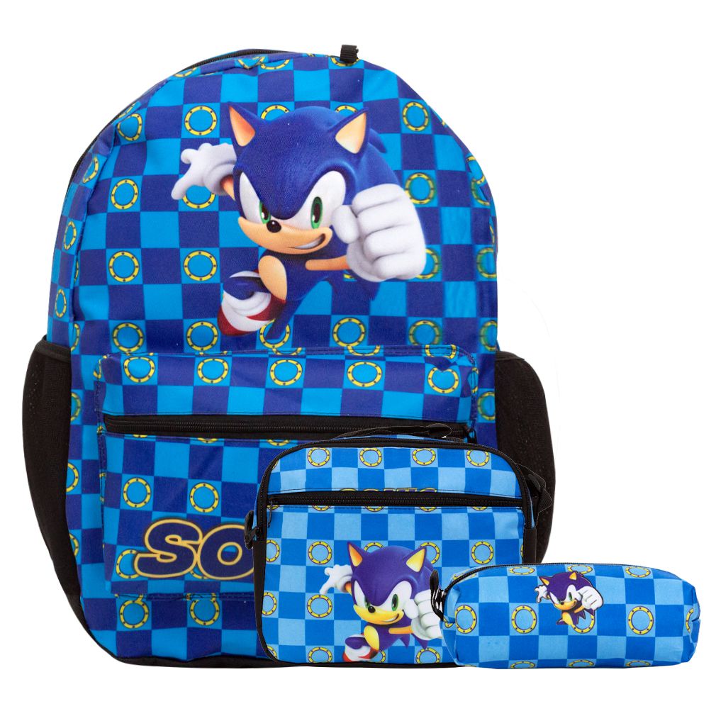 Kit Mochila Infantil Grande Rodinha Sonic O Filme com Toalha - Chic Outlet  - Economize com estilo!