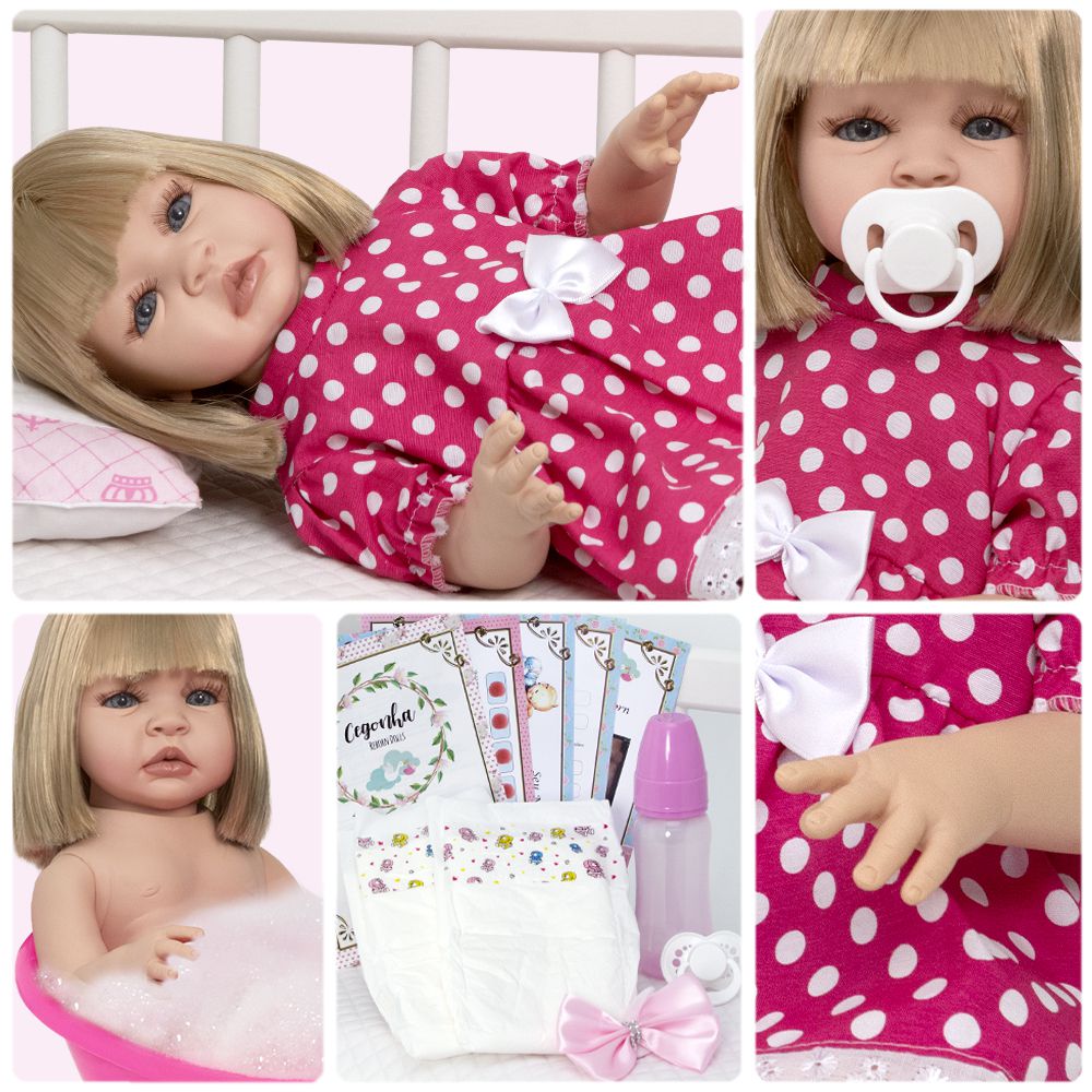 Boneca Bebe Reborn Realista Morena Com Chupeta 12 Itens - Chic Outlet -  Economize com estilo!