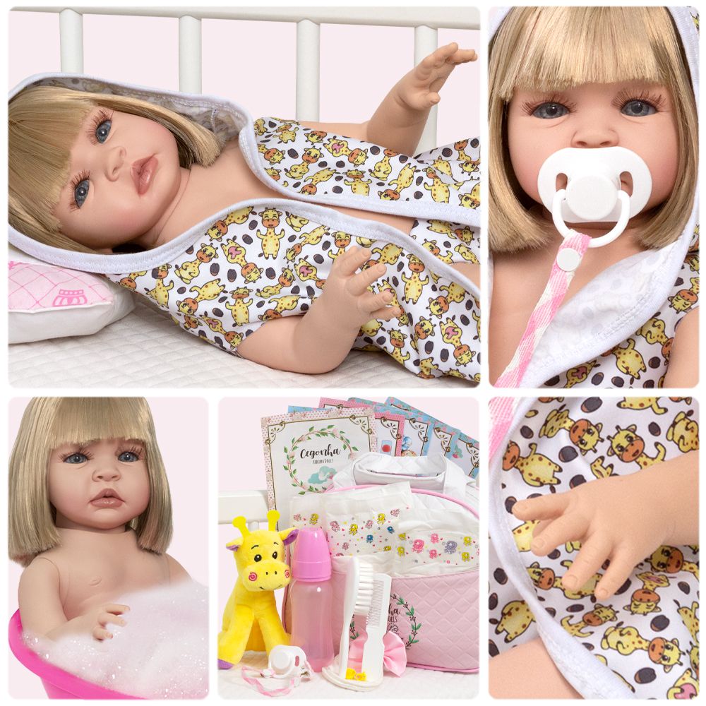 Bebe Reborn Silicone Menina Girafinha Com Carrinho Infantil - USA