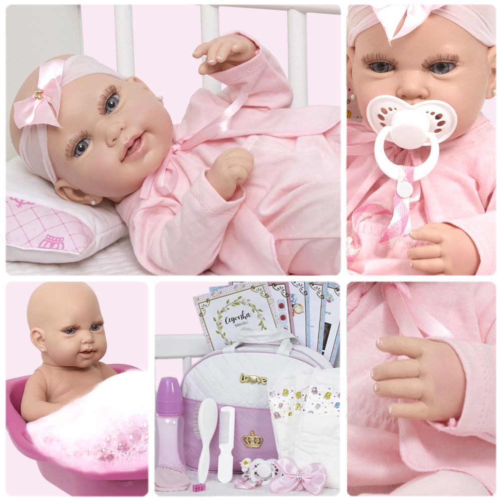 Boneca Bebê Reborn Real Princesa Newborn c Bolsa Maternidade - Chic Outlet  - Economize com estilo!