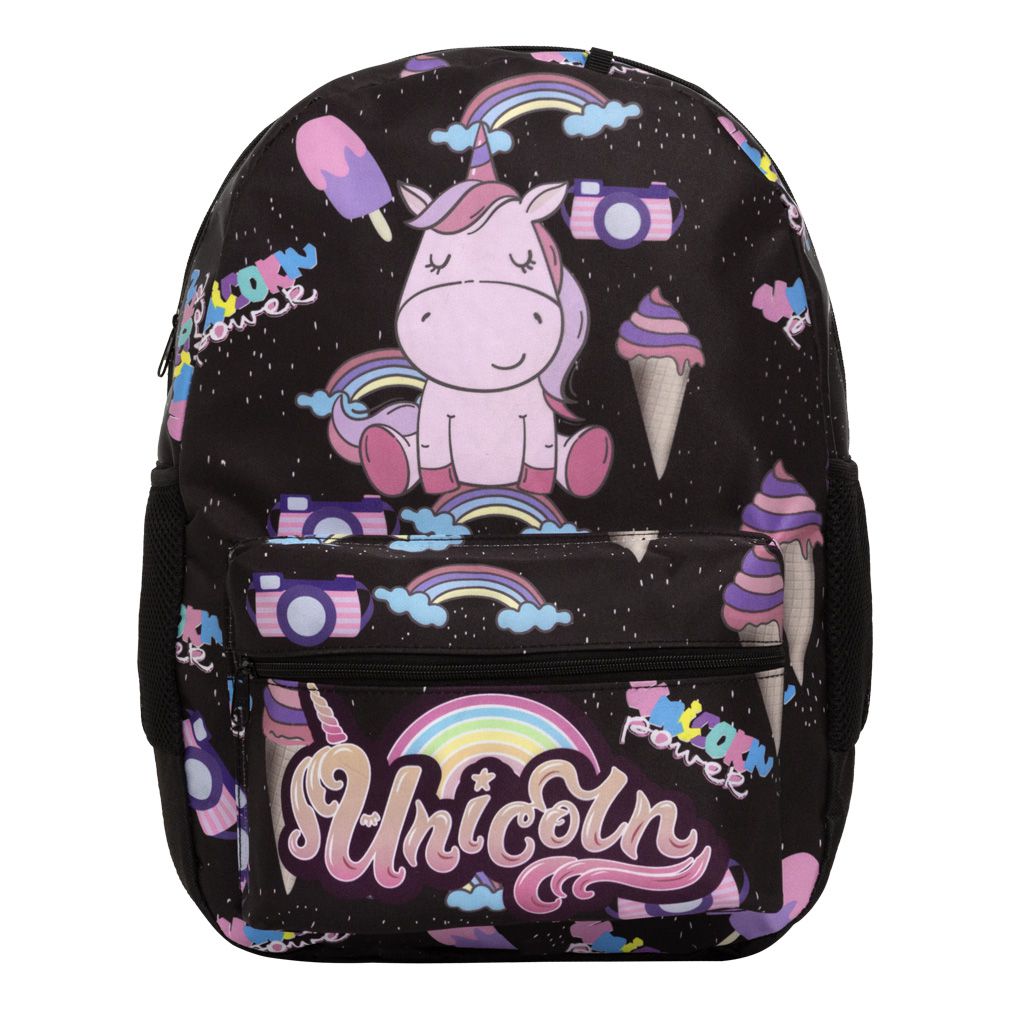 Mochila Feminina Escolar de Gatinha Cinza Bolsa+Estojo - Chic