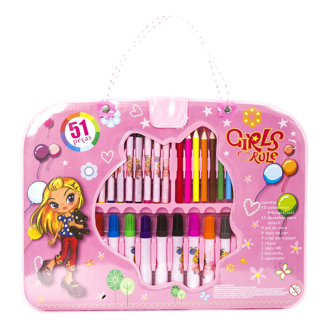 KIT COM 10 DESENHOS PARA COLORIR MENINA