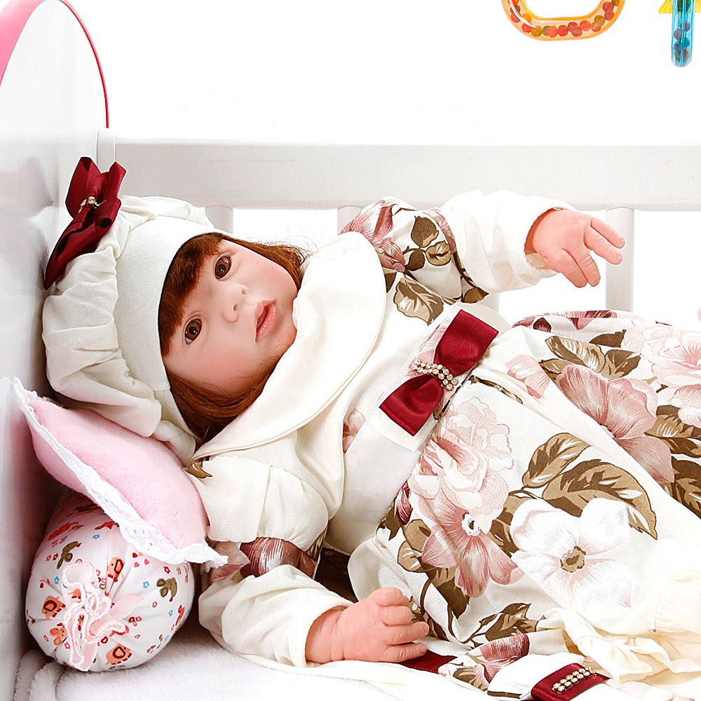 Boneca Bebe Reborn Yasmin Grazi Creme Cegonha Reborn Dolls Mais 24  Acessórios 48cm - Chic Outlet - Economize com estilo!