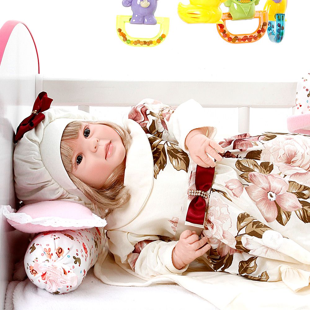 Boneca Bebe Reborn Yasmin Grazi Creme Cegonha Reborn Dolls Mais 24  Acessórios 48cm - Chic Outlet - Economize com estilo!