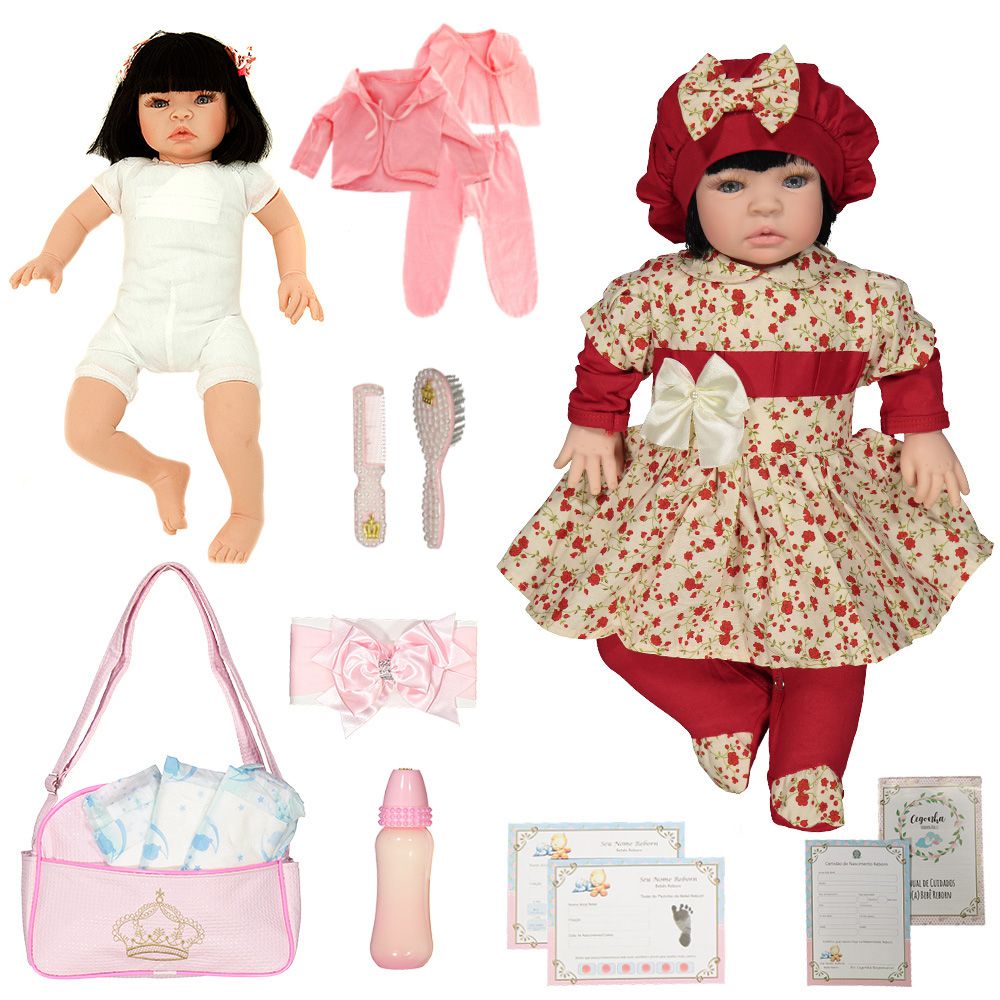 Boneca Bebe Reborn Yasmin Maitê Vermelho Cegonha Reborn Dolls Mais 24  Acessórios 48cm em Promoção na Americanas