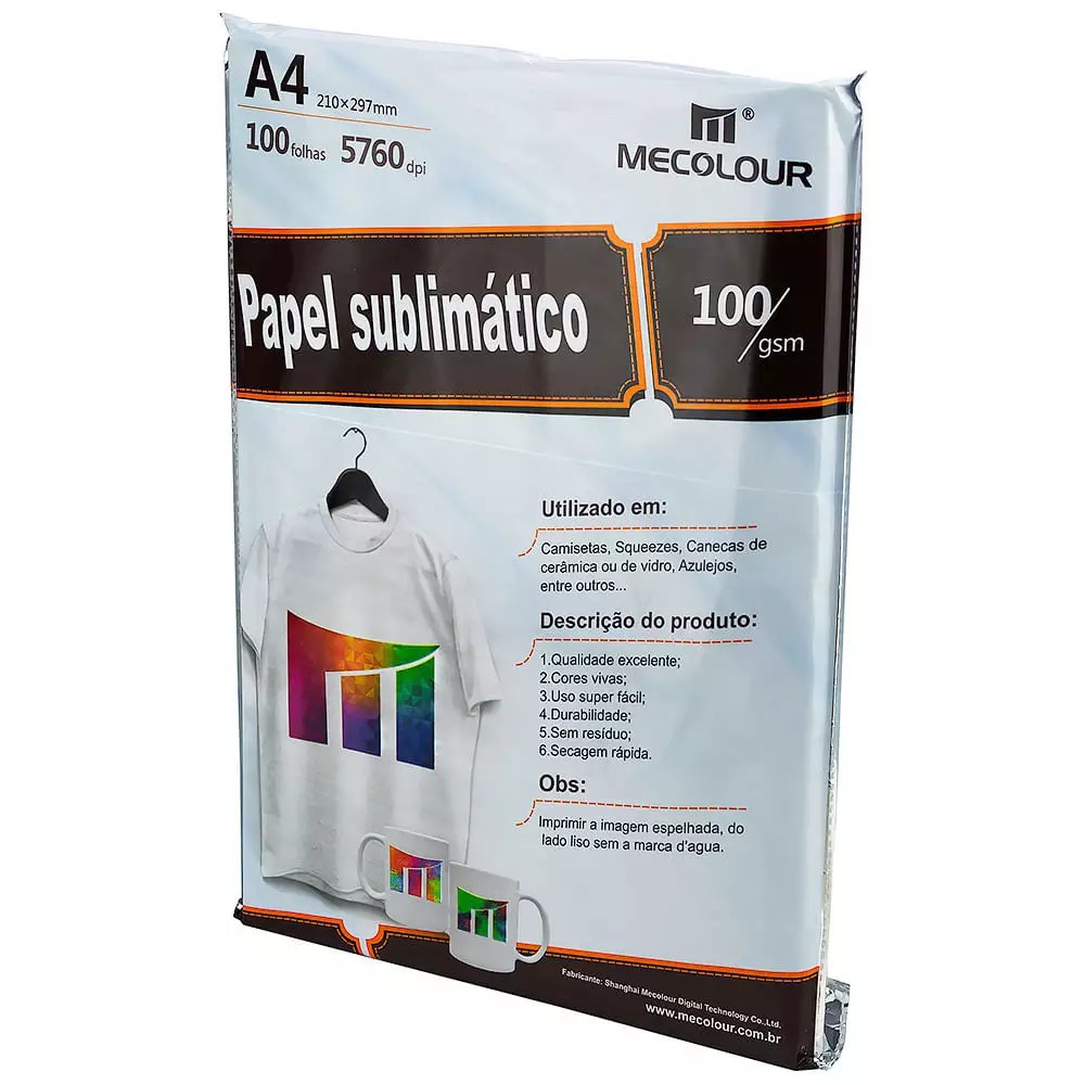 Papel Sublimático Mecolour A4 100 Folhas Hipermidia Info And Sublimação 8796