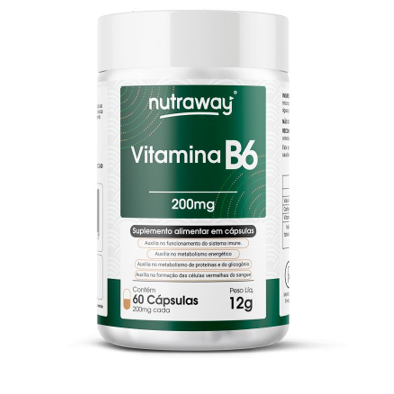 Vitamina B6 200mg Nutraway 60 Cápsulas Edin 4645