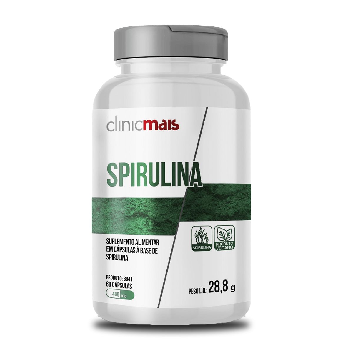 Kit 2 Spirulina Clinic Mais 480mg 60 cápsulas Edin