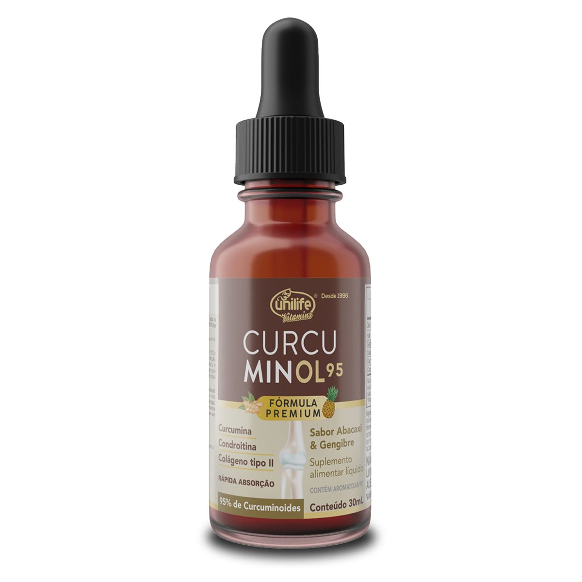 Curcuminol Kit 3 Curcuminol Unilife sabor Abacaxi e Gengibre em gotas 30ml - Edin