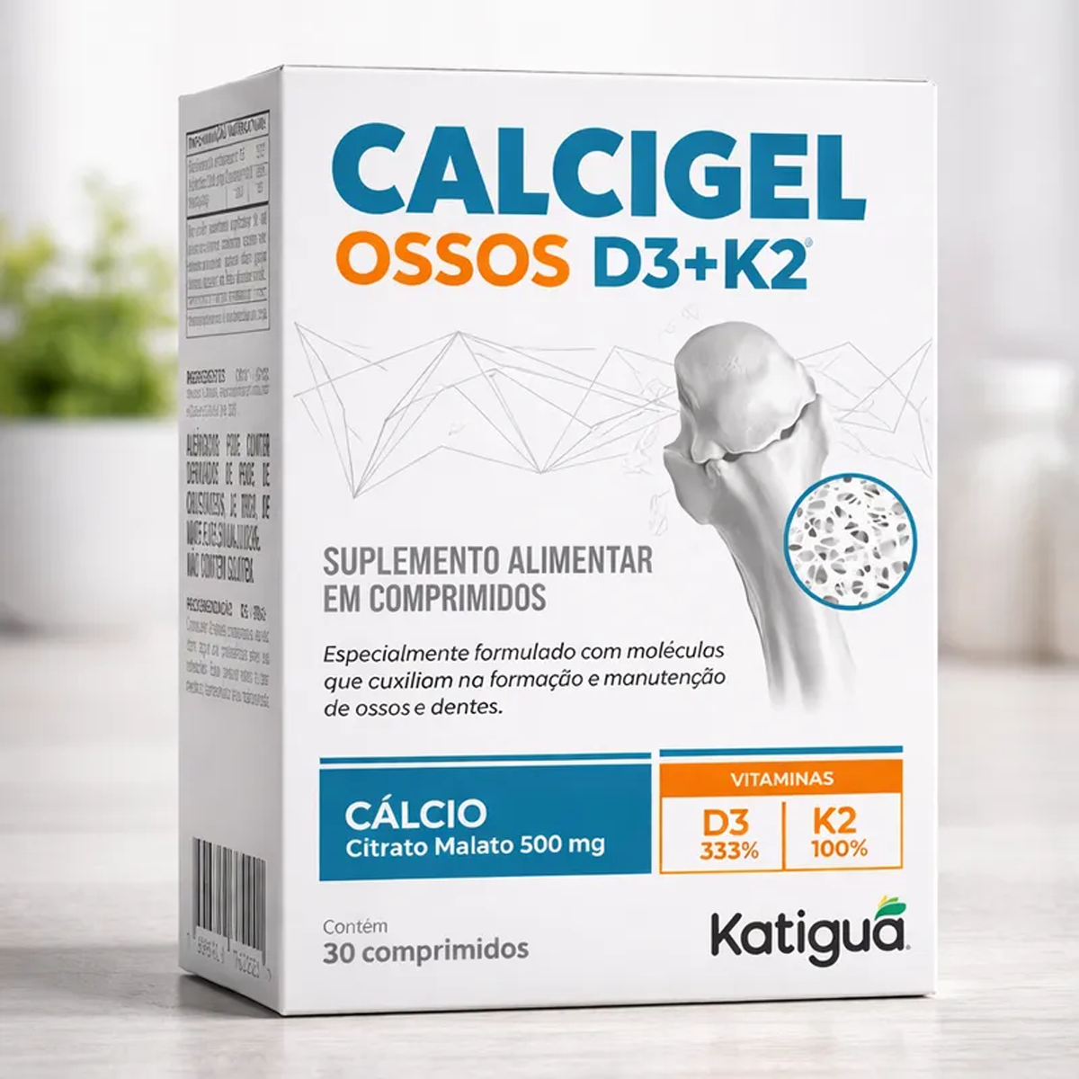 Kit 5 Calcigel Osso D3 + K2 Katiguá 500mg | Suplemento de Cálcio com V ...