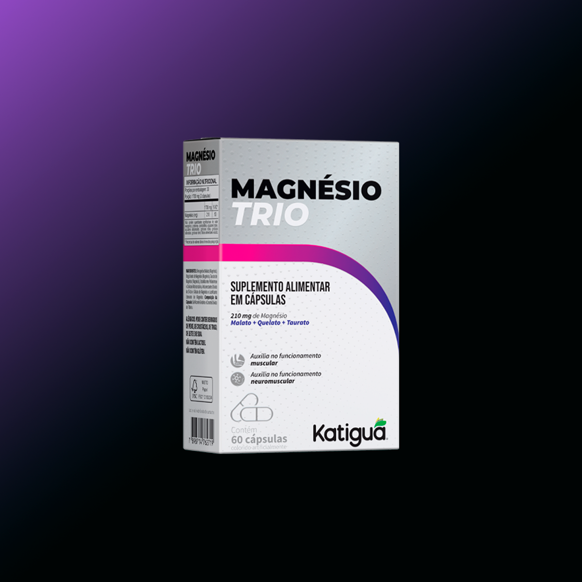 Kit 3 Magnésio Trio Katiguá 210mg 60 Cápsulas | Dose Máxima com 3 Tipo ...