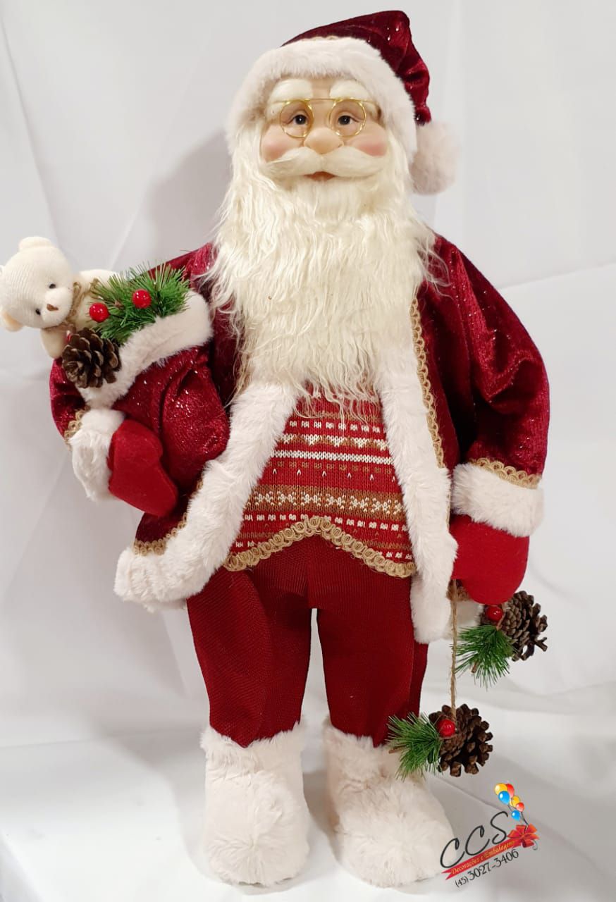 Boneco de Natal Menina em Pé Segurando Coração 43cm - Vermelho Bege - Ref  72729001 D&A - CCS Decorações