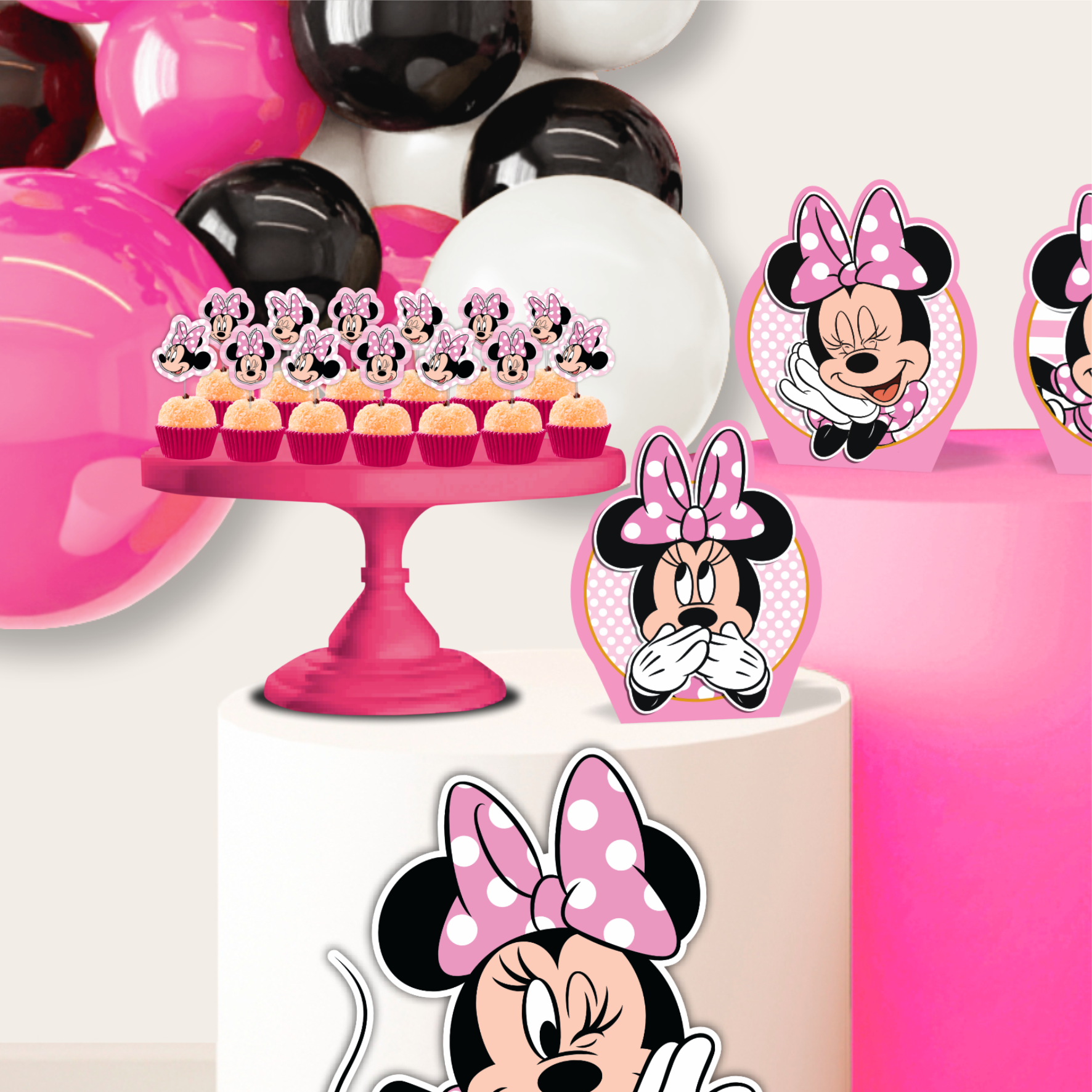 Palito Impresso Decorativo Festa Minnie Rosa com 12 Un - Ref 319009 ...