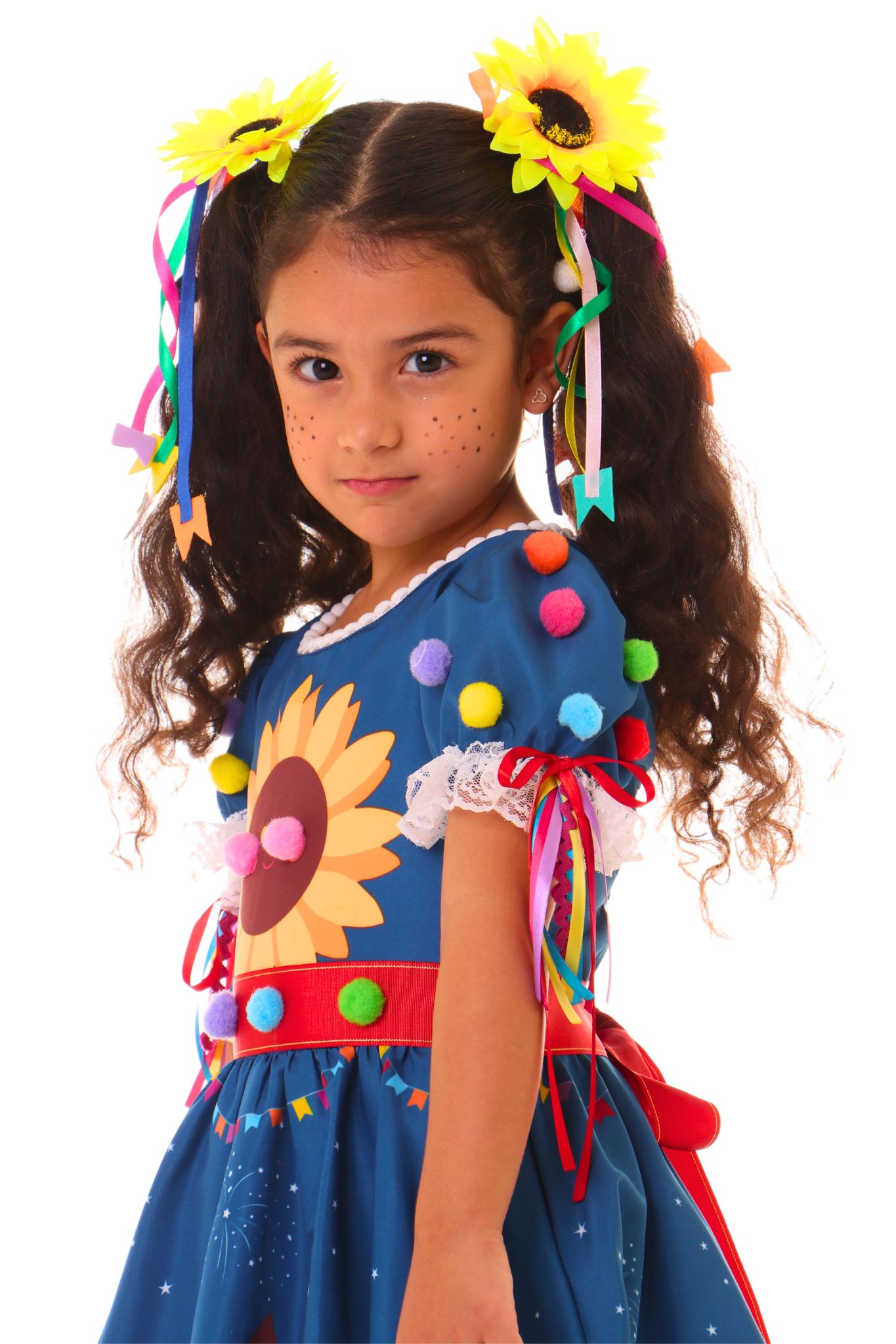 Vestido Festa Junina Caruaru LUXO + BRINDE Xuxinha Girassol - Quimera Kids