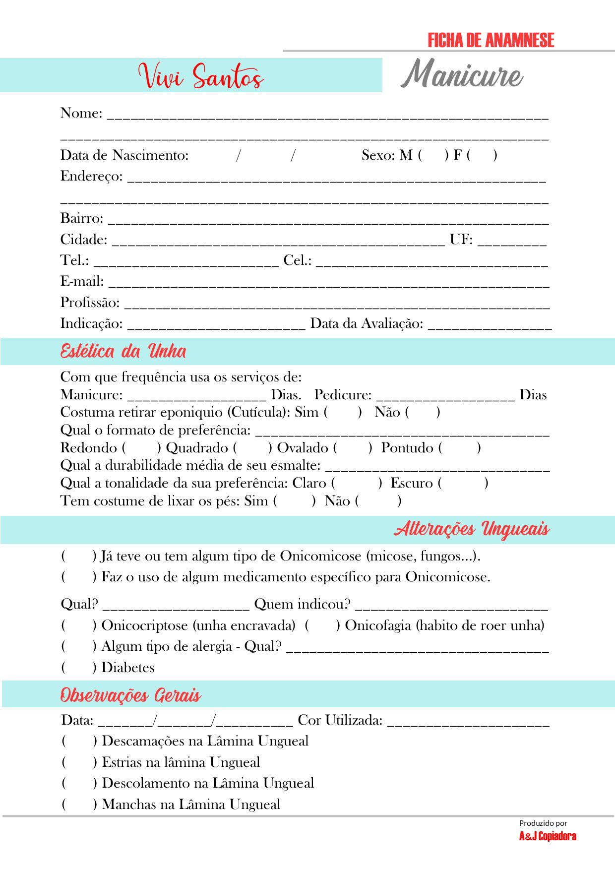 FICHA DE ANAMNESE