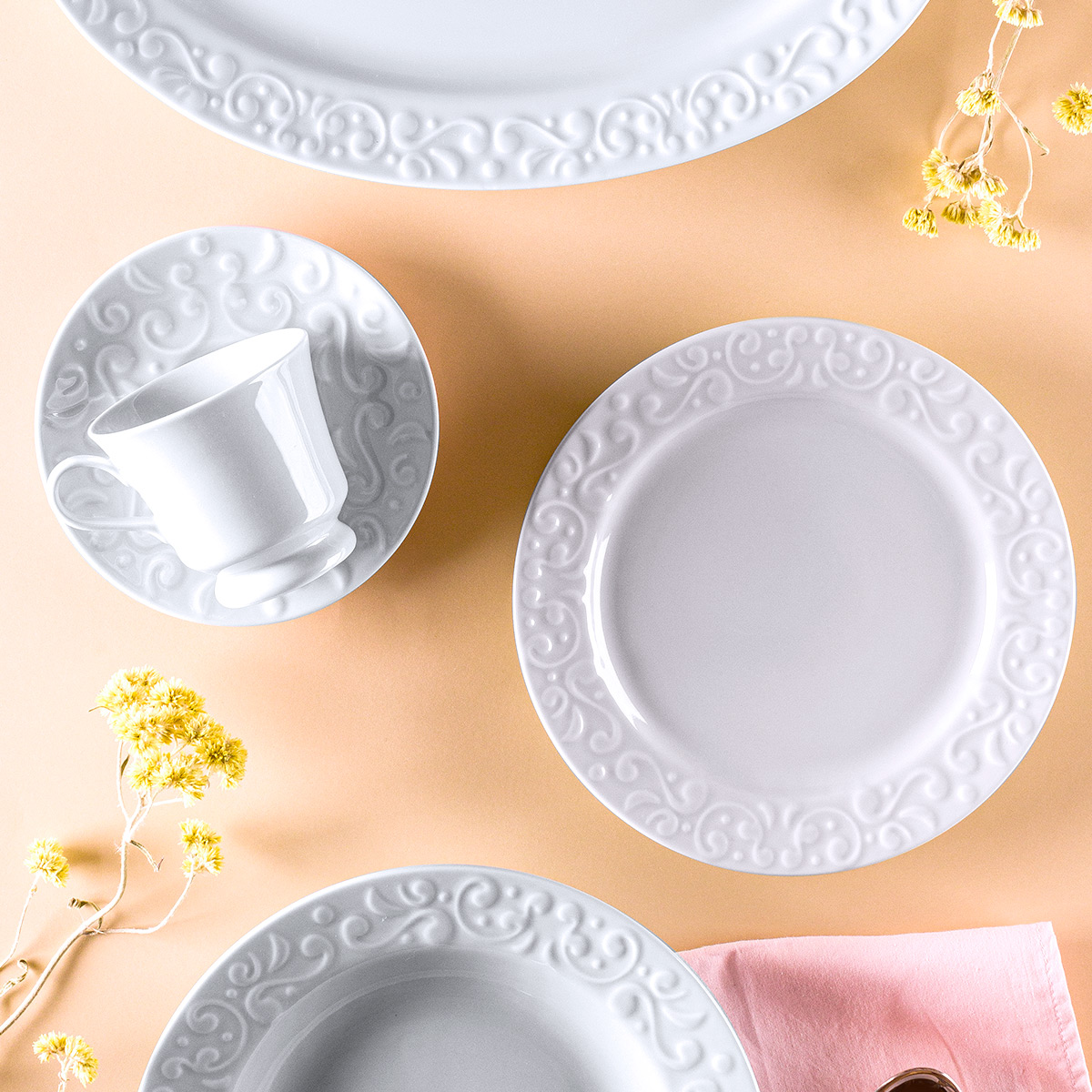 8 Pratos Rasos 8 Fundos 8 Sobremesa Porcelana Tassel 24peças ...