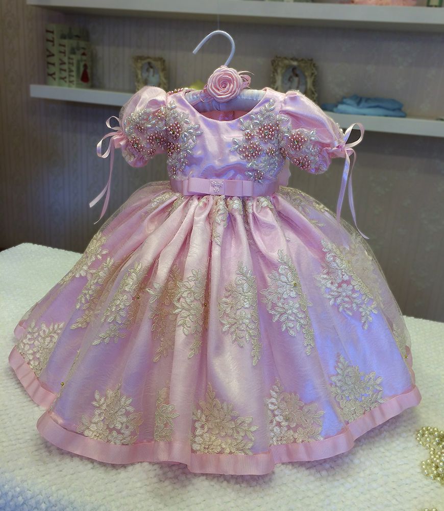 Vestido De Festa Bebê Infantil Luxo Princesa Daminha Batizad