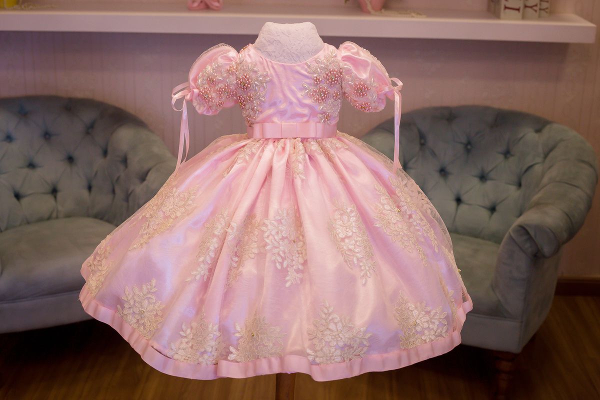 Vestido Infantil Princesa Rosa