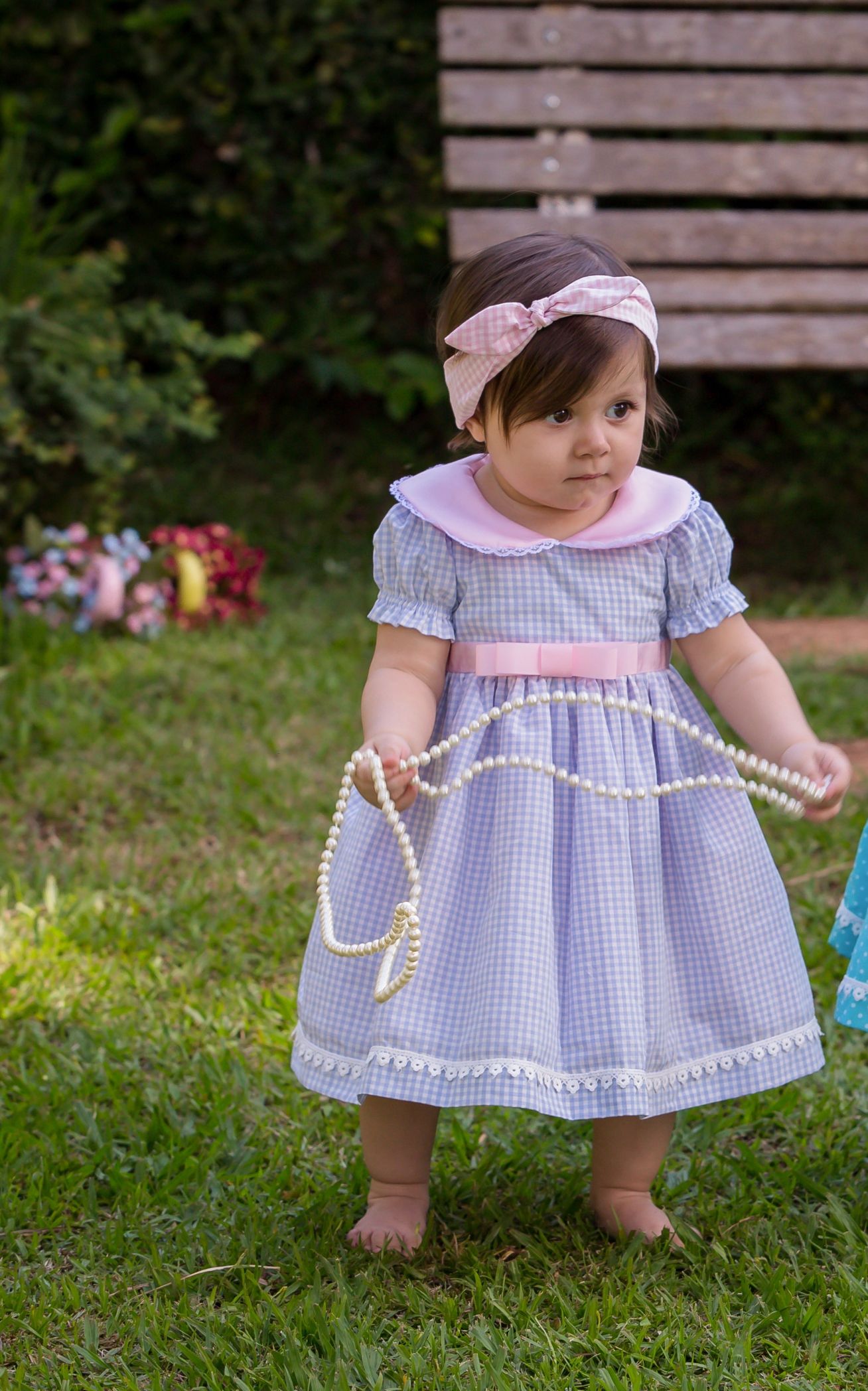 Vestido Infantil Xadrez Rosa