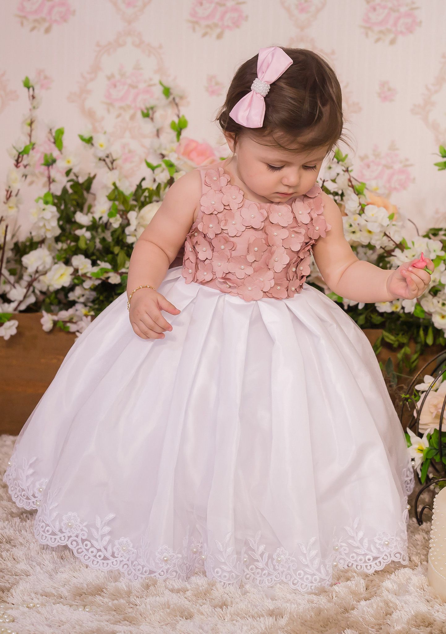 Vestido Luxo Rose E Branco Infantil Liminha Doce Vestidos De Festa Infantis E Mãe E Filha 5366