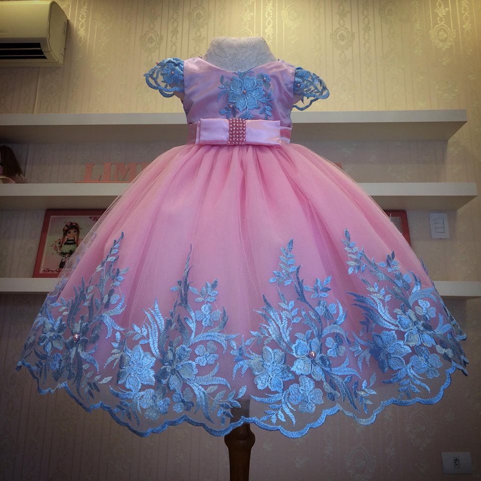 Vestido Infantil de Festa Rosê Luxo Princesa Bebê