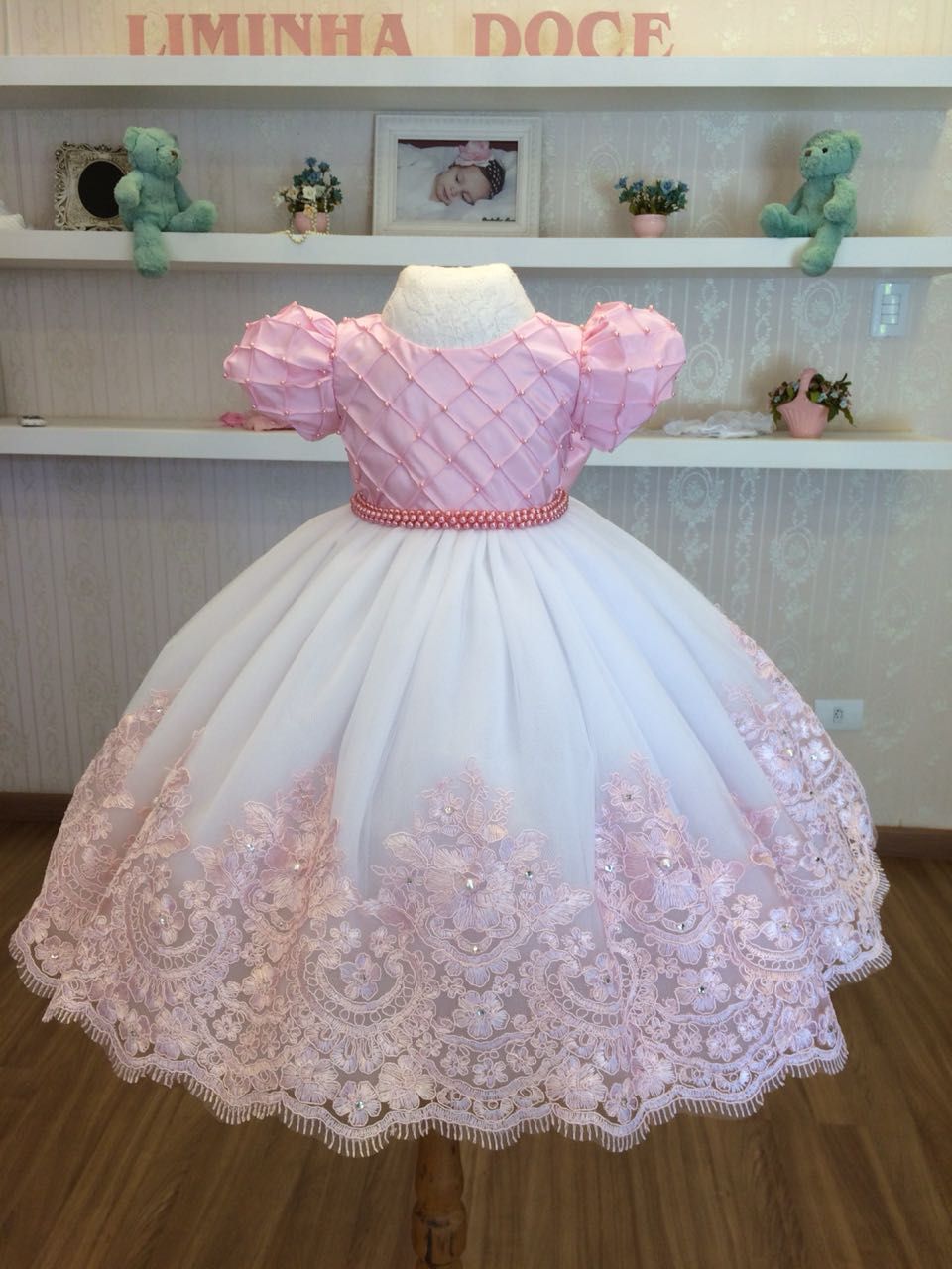 Vestido Daminha Rose Com Branco- Dama de Honra - Liminha Doce - Vestidos de  Festa Infantis e Mãe e Filha