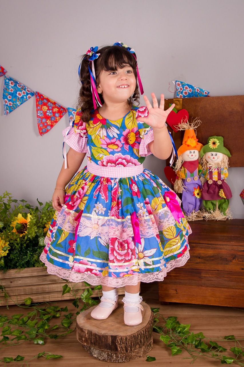 Vestido de Festa Junina Floral Com Renda - vestidos para festa junina -  Liminha Doce - Vestidos de Festa Infantis e Mãe e Filha