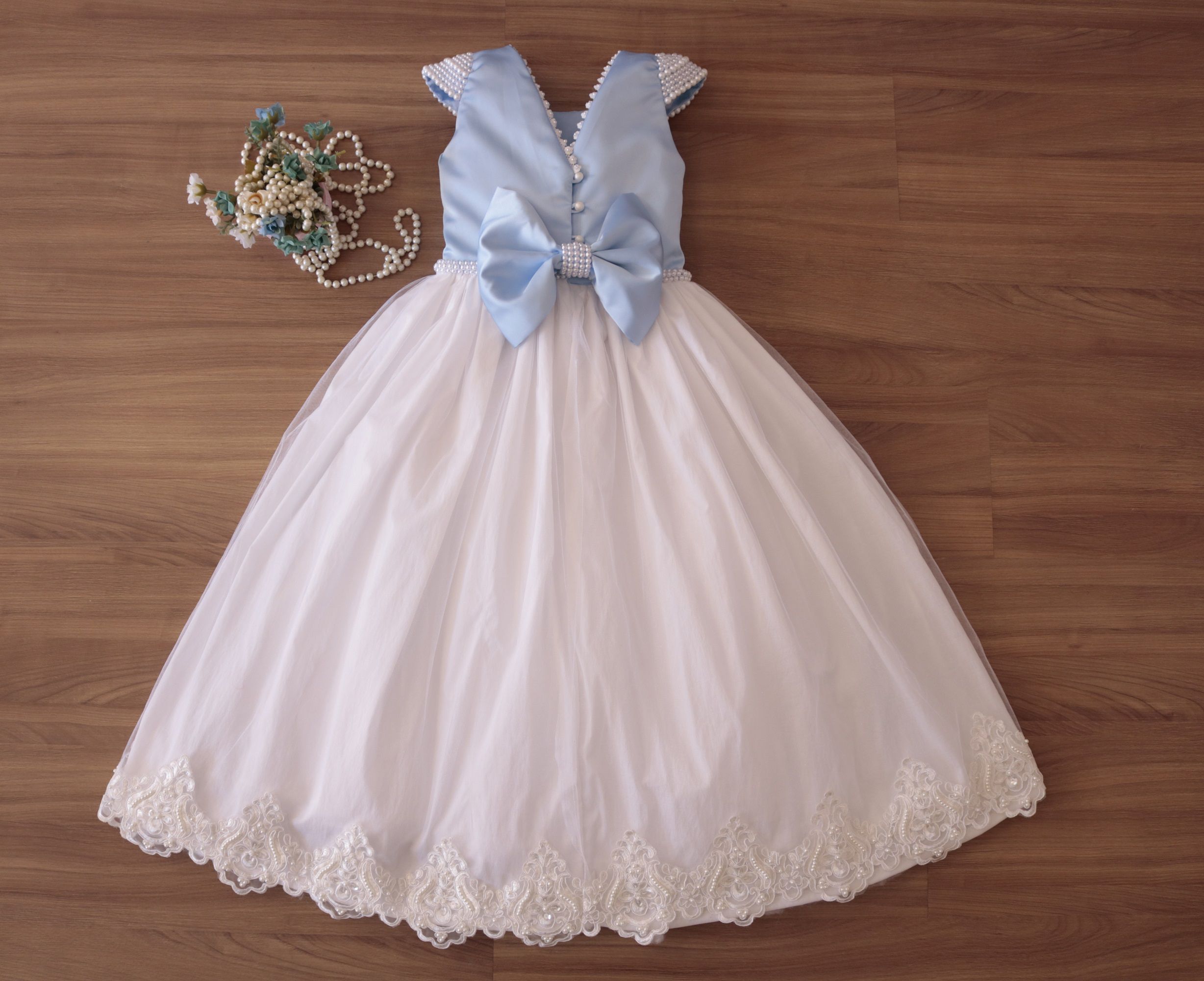 Vestido Daminha Luxo Azul Dama De Honra Liminha Doce Vestidos De Festa Infantis E Mãe E Filha 6264