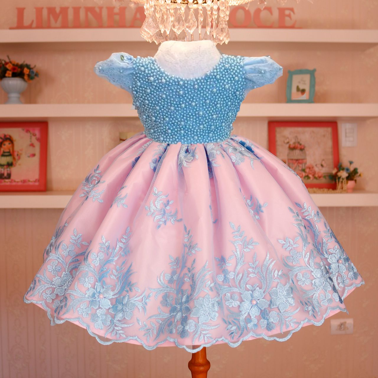 Vestido Luxo Azul com rosa - Daminha de Honra - Liminha Doce - Vestidos de  Festa Infantis e Mãe e Filha