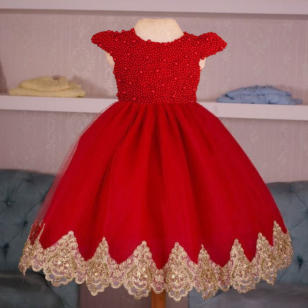 Vestido de festa vermelho com dourado - vestido de formatura - Liminha Doce  - Vestidos de Festa Infantis e Mãe e Filha