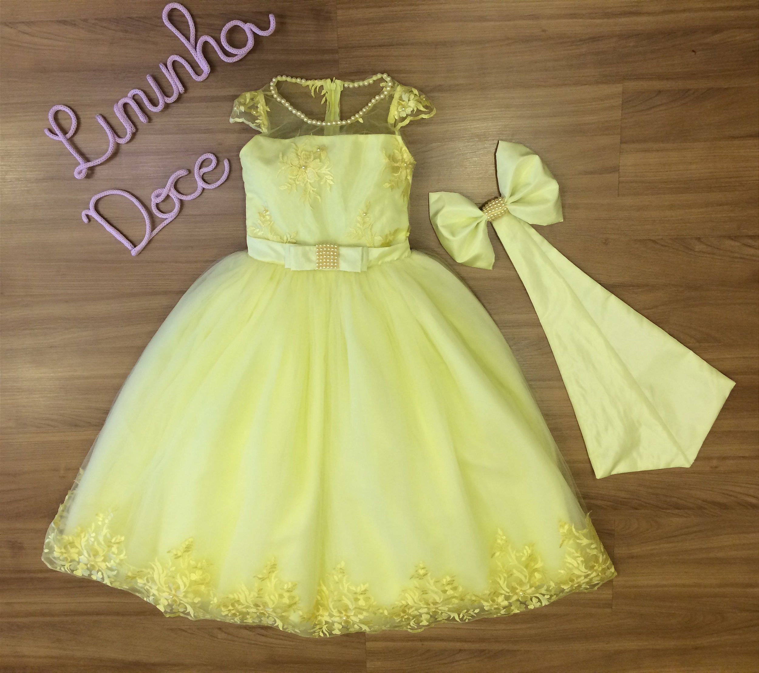 Vestido de Festa Amarelo Luxo - Vestido de Festa - Liminha Doce - Vestidos  de Festa Infantis e Mãe e Filha