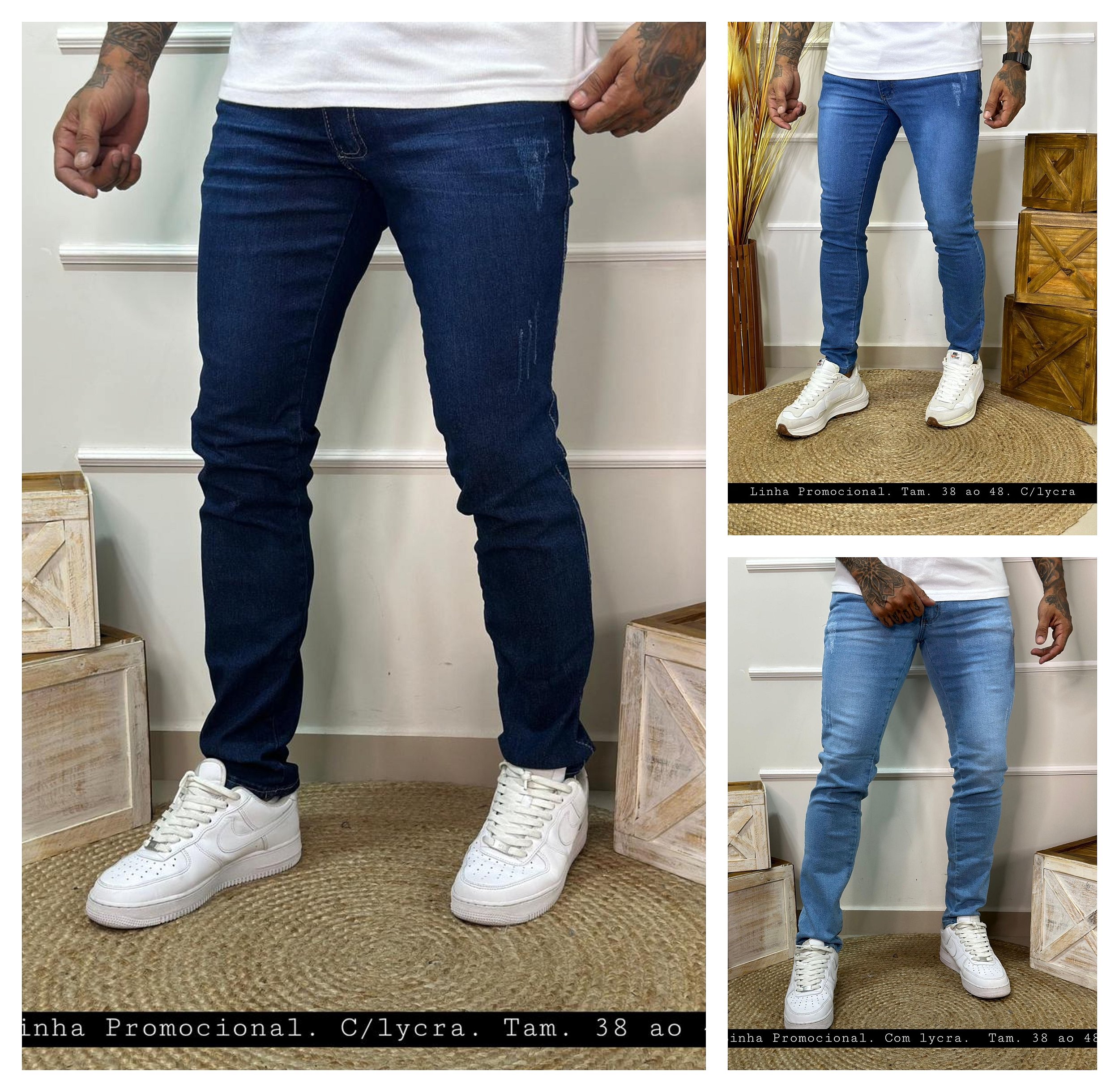 Kit 3 Calça Jeans Masculina Slim Lycra Elastano - Camisaria J SILVER