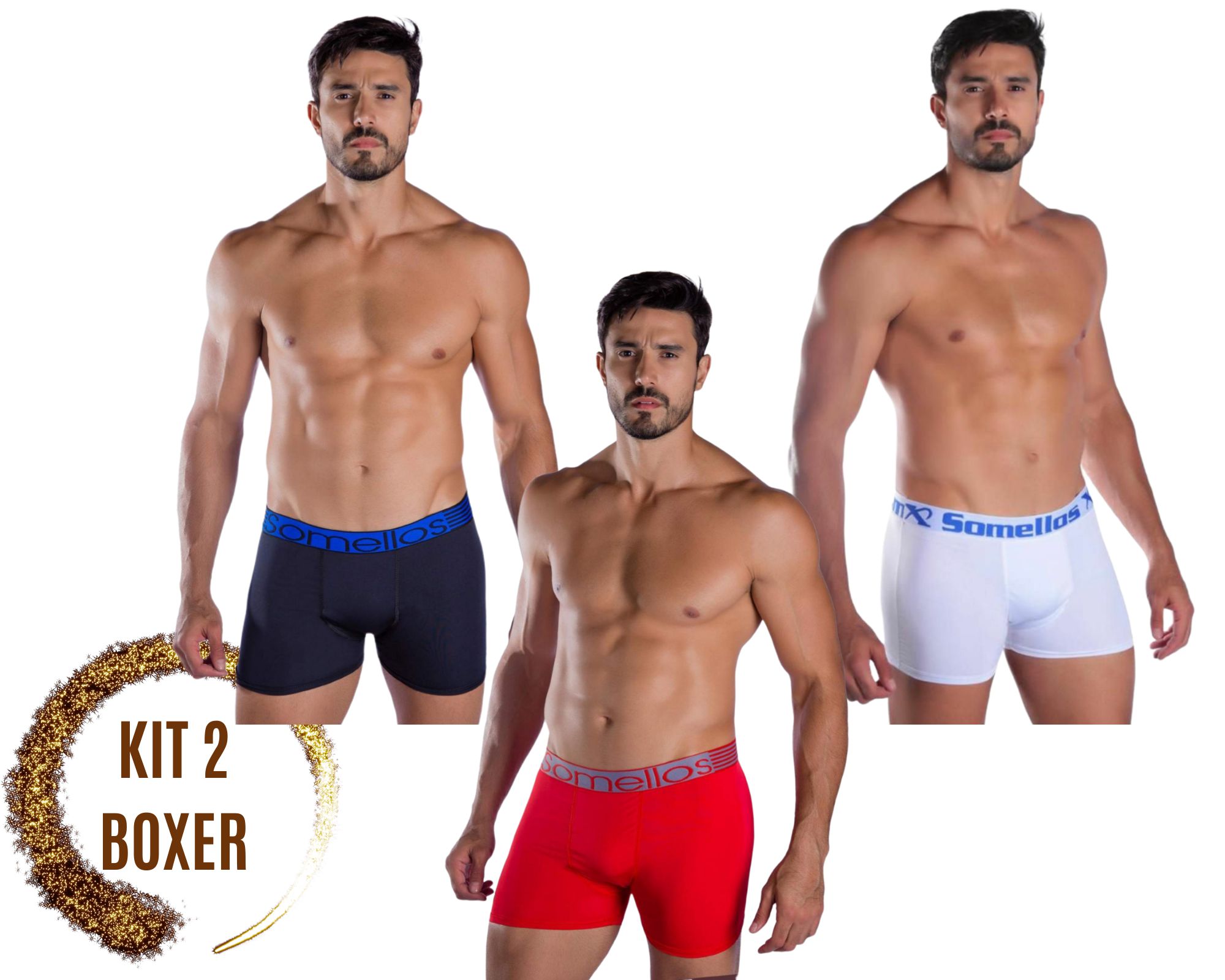 Kit Cueca Boxer Underwear C/ 8 Peças - Branco+Preto