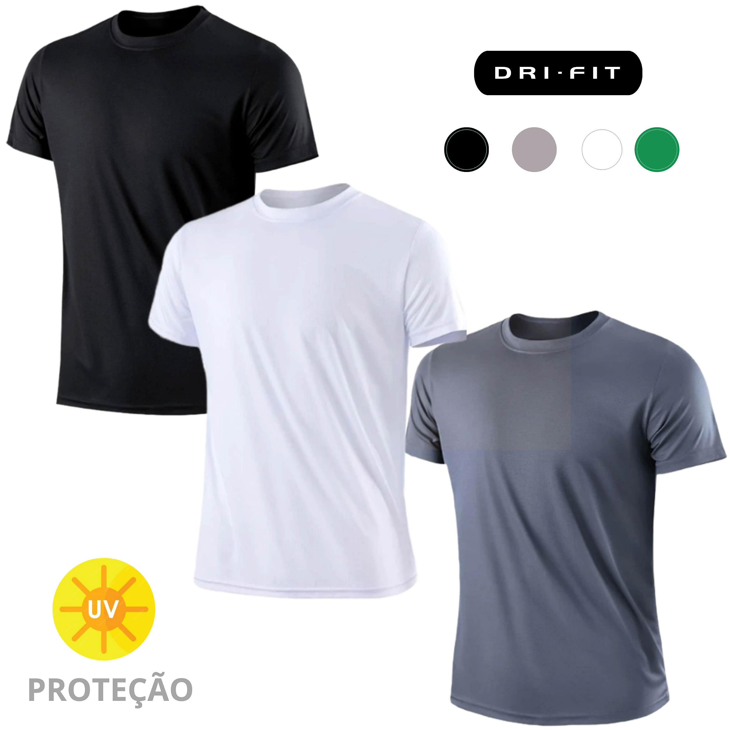 Camiseta Masculina Básica Dry Fit Malha Fria Academia Premium - 4