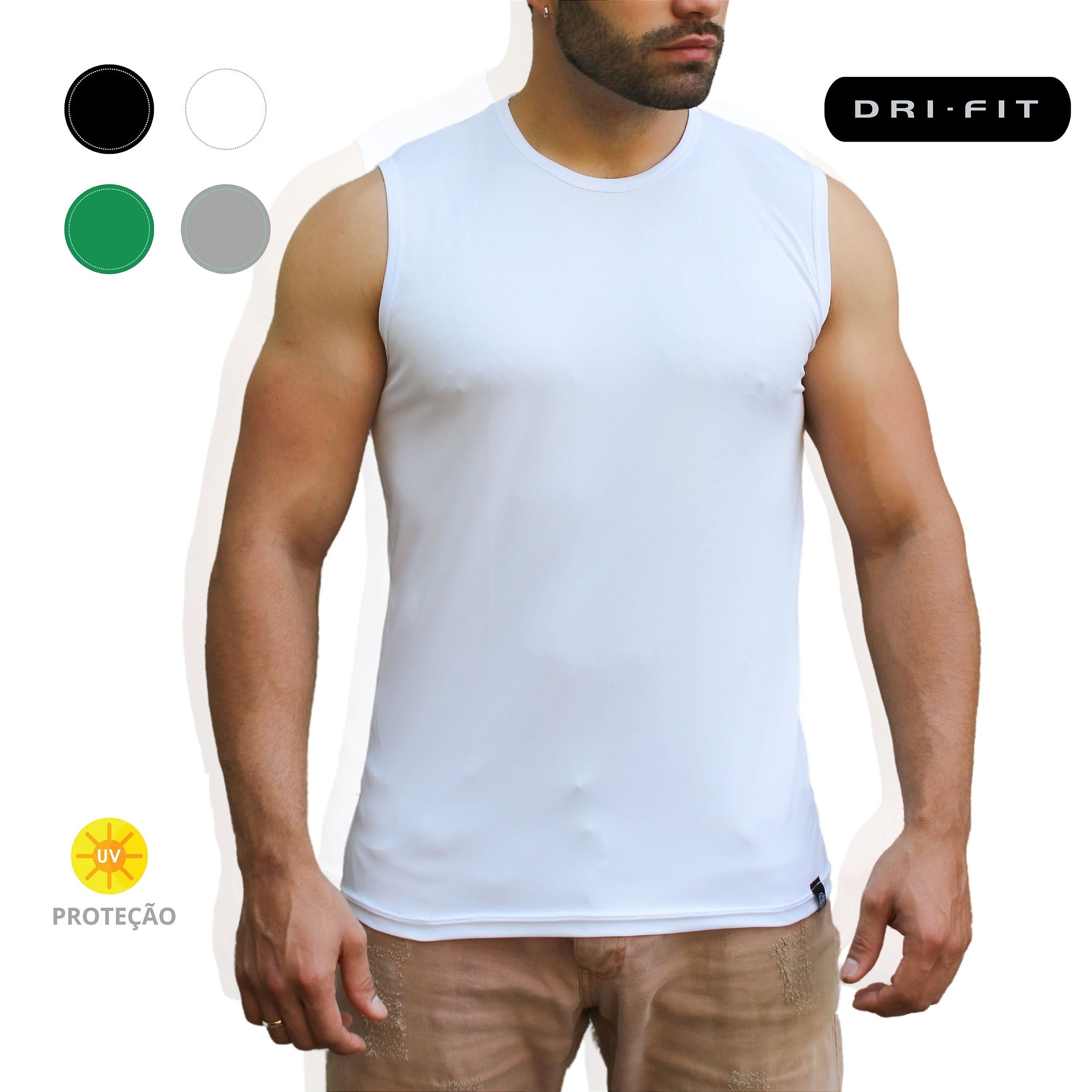 Camiseta Regata Básica Masculina Dry Fit Academia Proteção UV - Camisaria J  SILVER