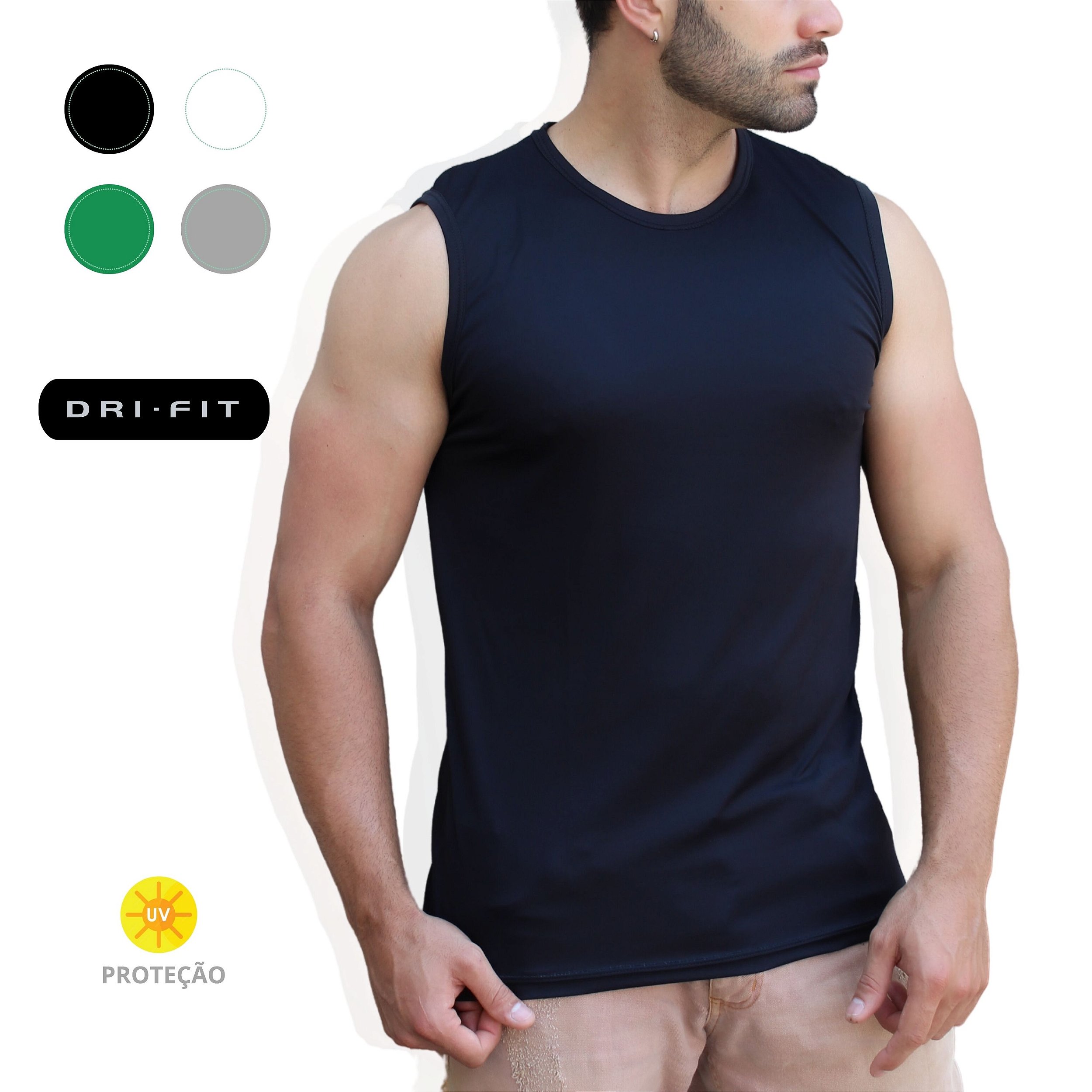 Camisa Regata Dry Fit Camiseta UV 50 Básica Malha Fria Treino - Camisaria J  SILVER