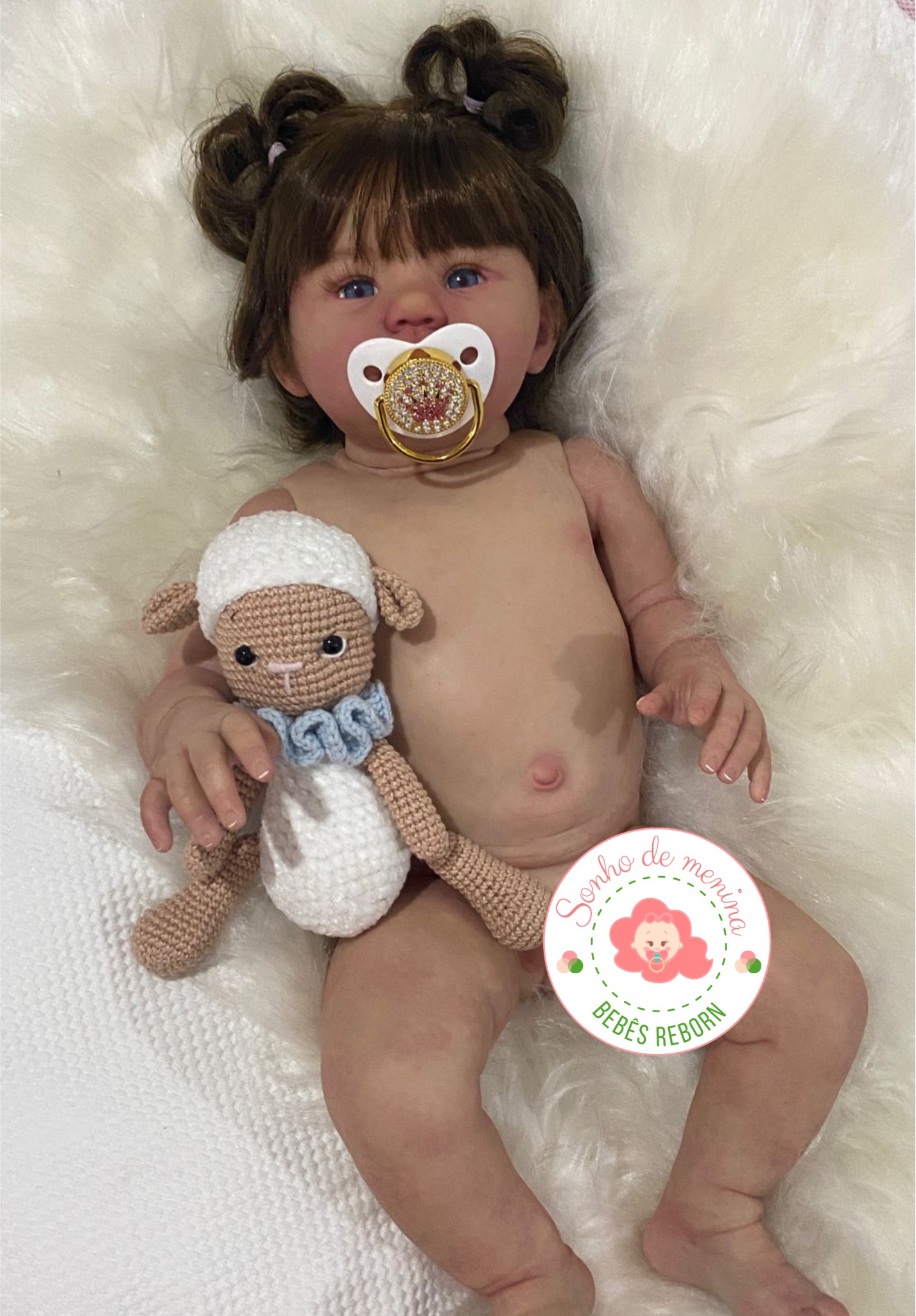 Bebê Reborn Toda de Silicone 55cm + Bichinho de pelúcia e