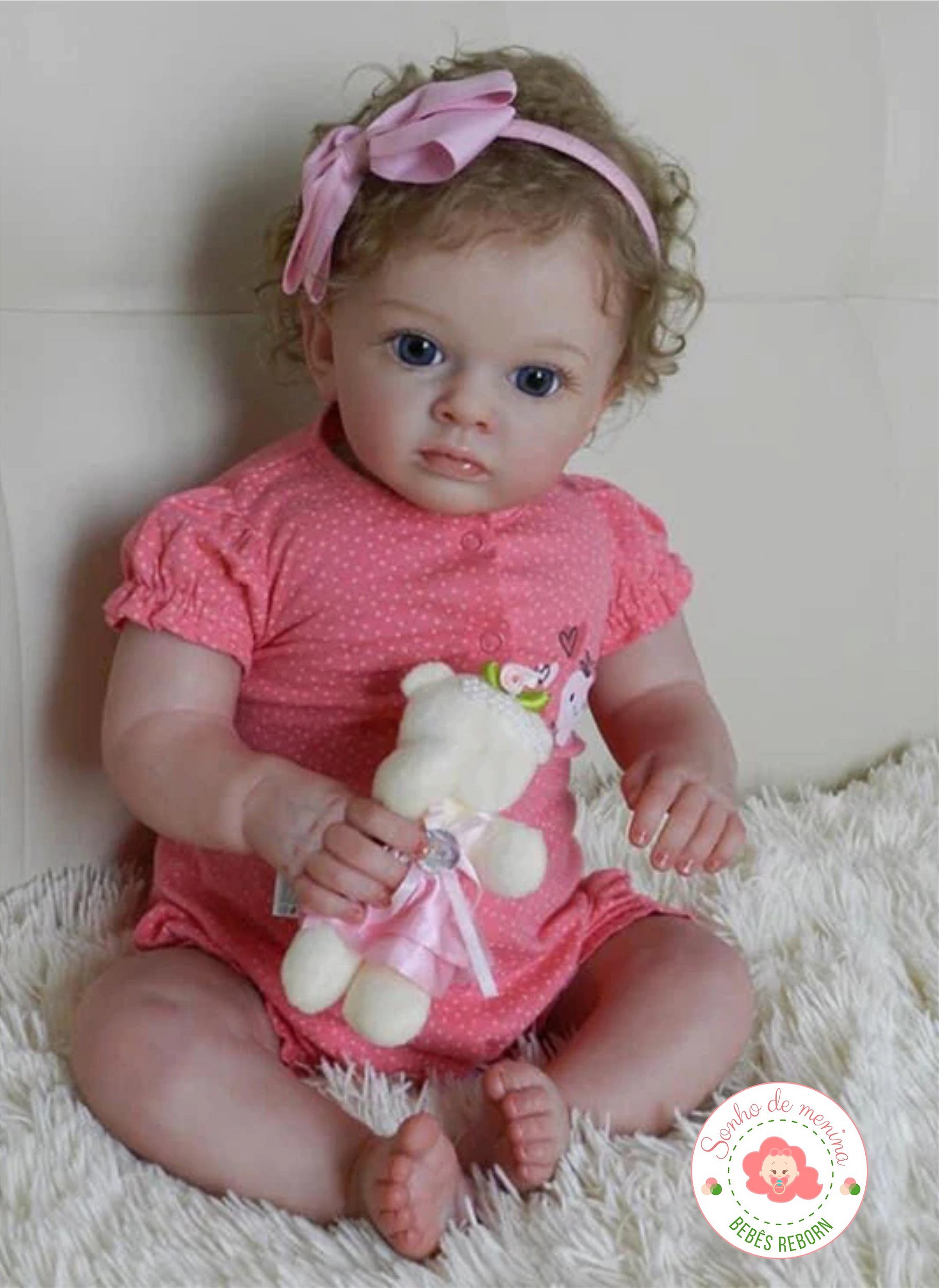 Bebê Reborn Realista Loira 3/4 De Pano Princesa Real Rosa - USA