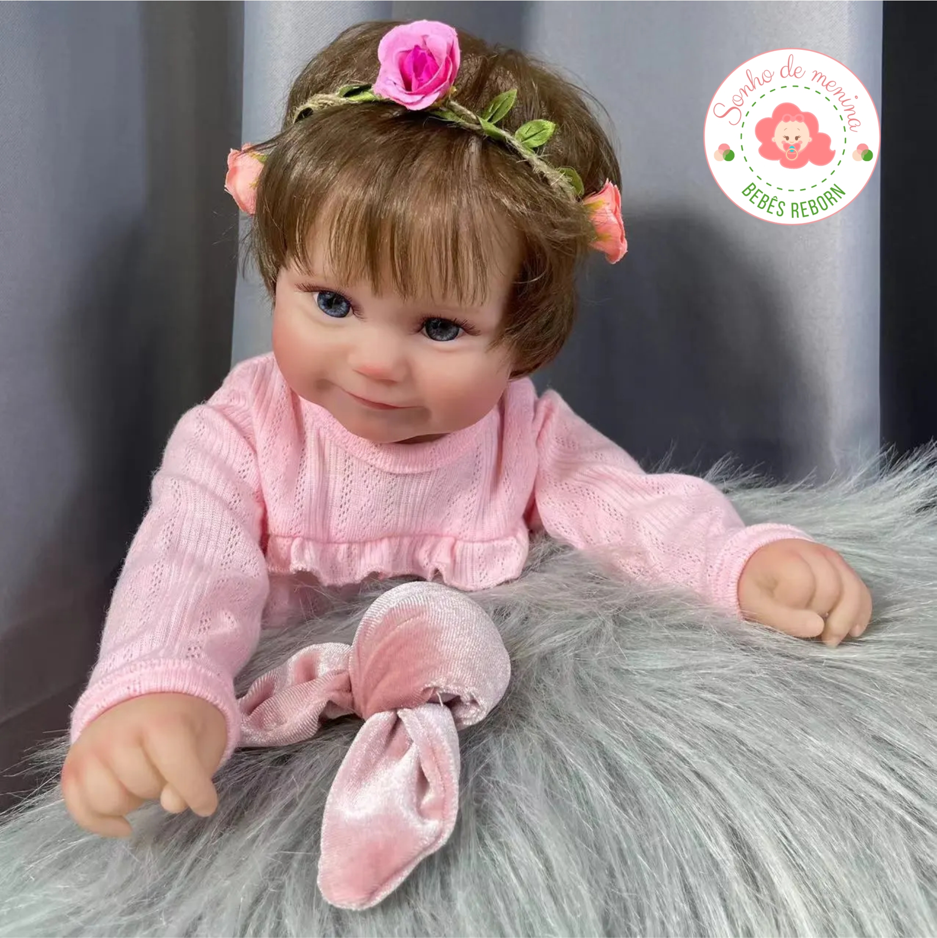 BONECA REBORN REALISTA 55 CM INTEIRA DE SILICONE PODE DAR BANHO.