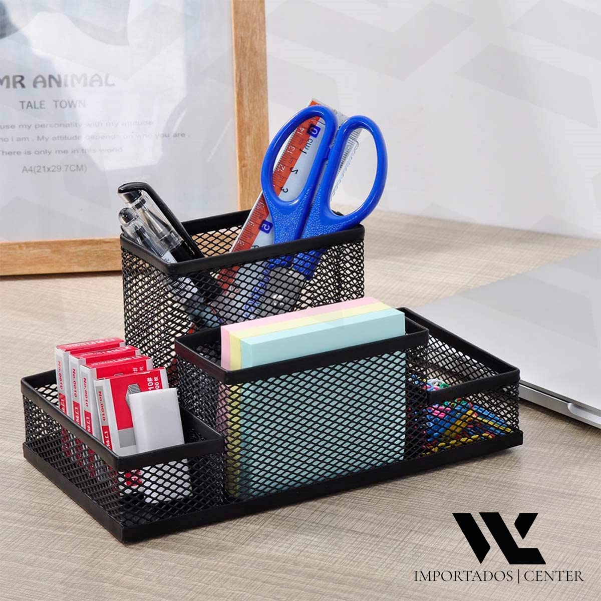 Kit Organizador De Escrivaninha Aramado Preto 4 Partes - Gogupo ...