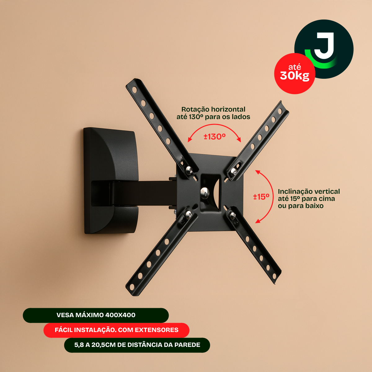 Suporte Articulado para TV LED LCD Plasma Smart 10 a 60 Polegadas ...