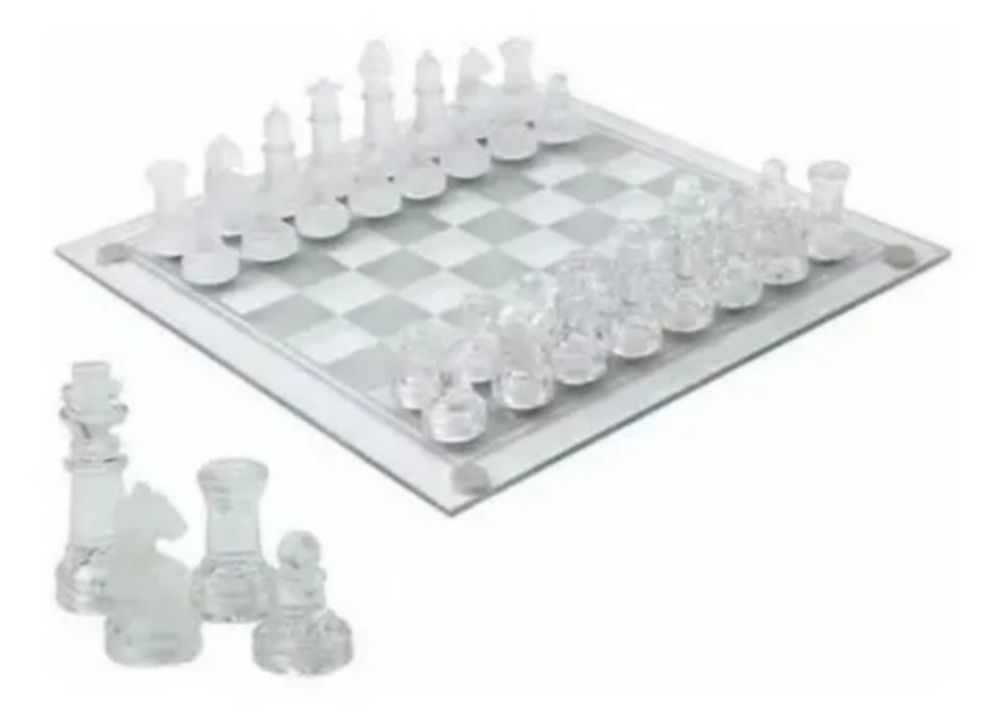 Jogo de xadrez tabuleiro vidro