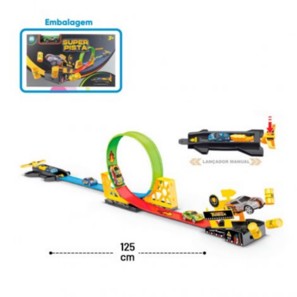 Pista Carrinhos Corrida Looping 360° Lançador Tipo Hotwheels