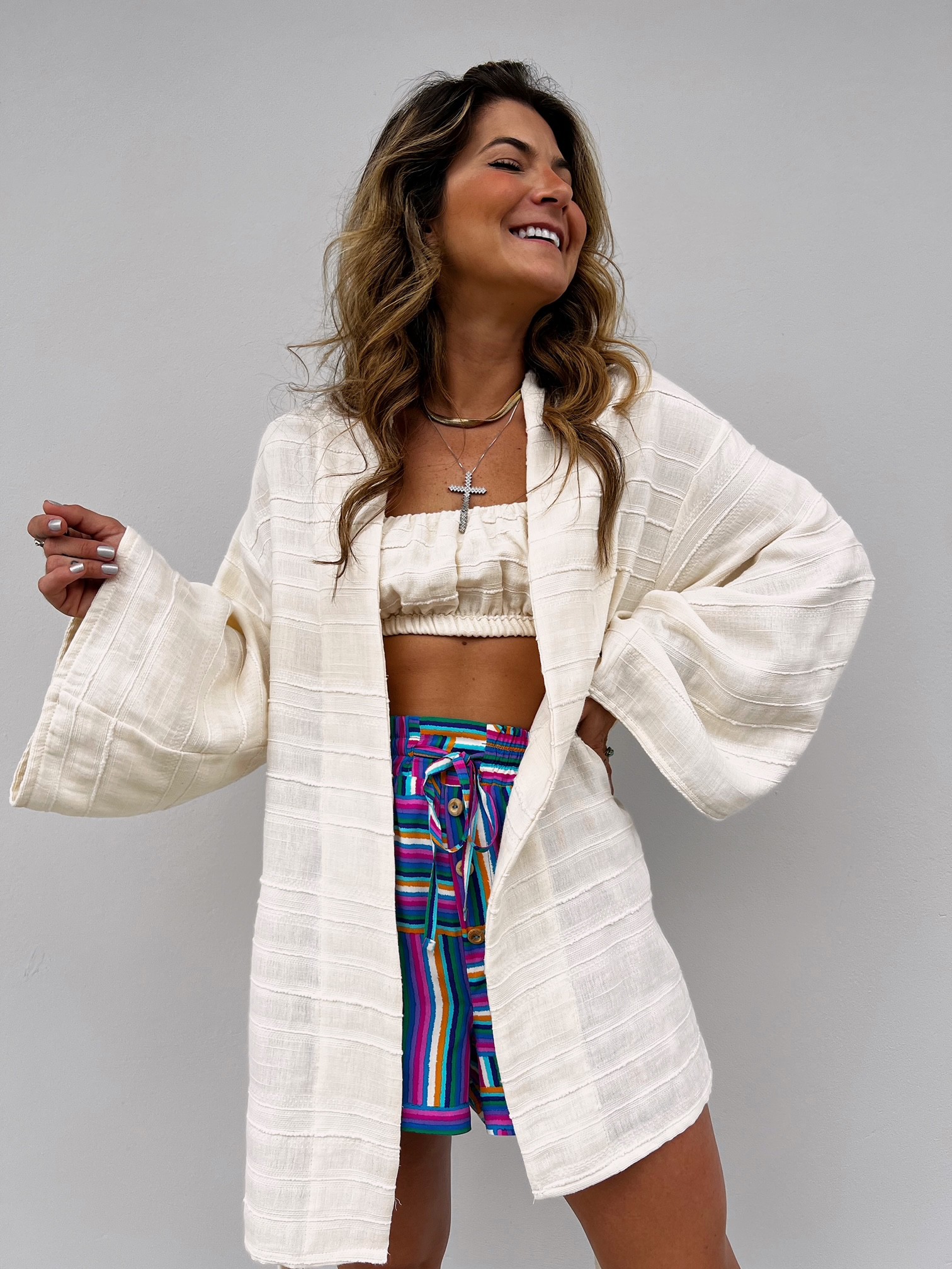 KIMONO ENERGIA OFF WHITE  ManuManu Brand Moda Feminina