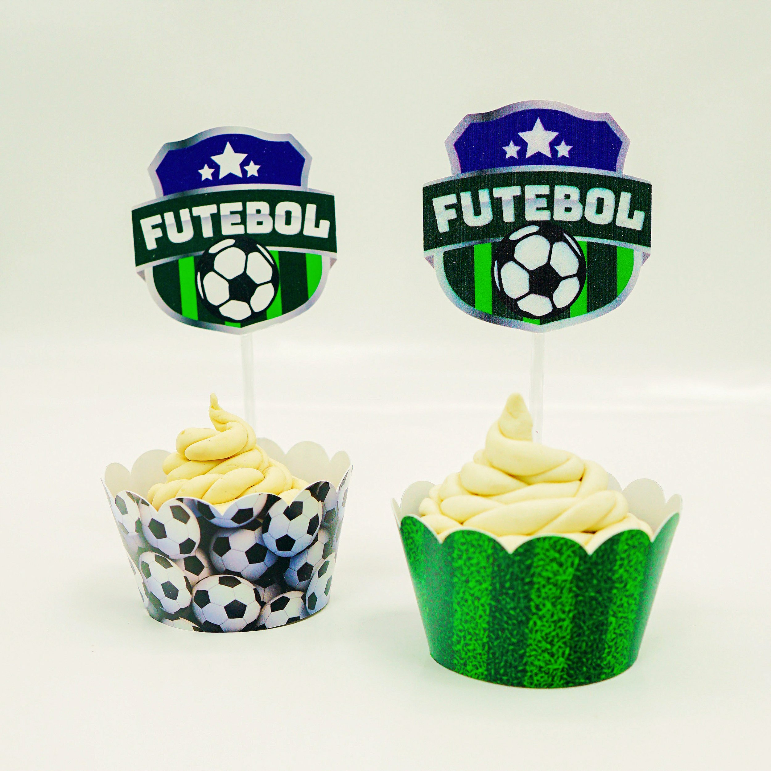 Cupcakes de fútbol …  Queques, Festa de futebol, Cupcakes de aniversário