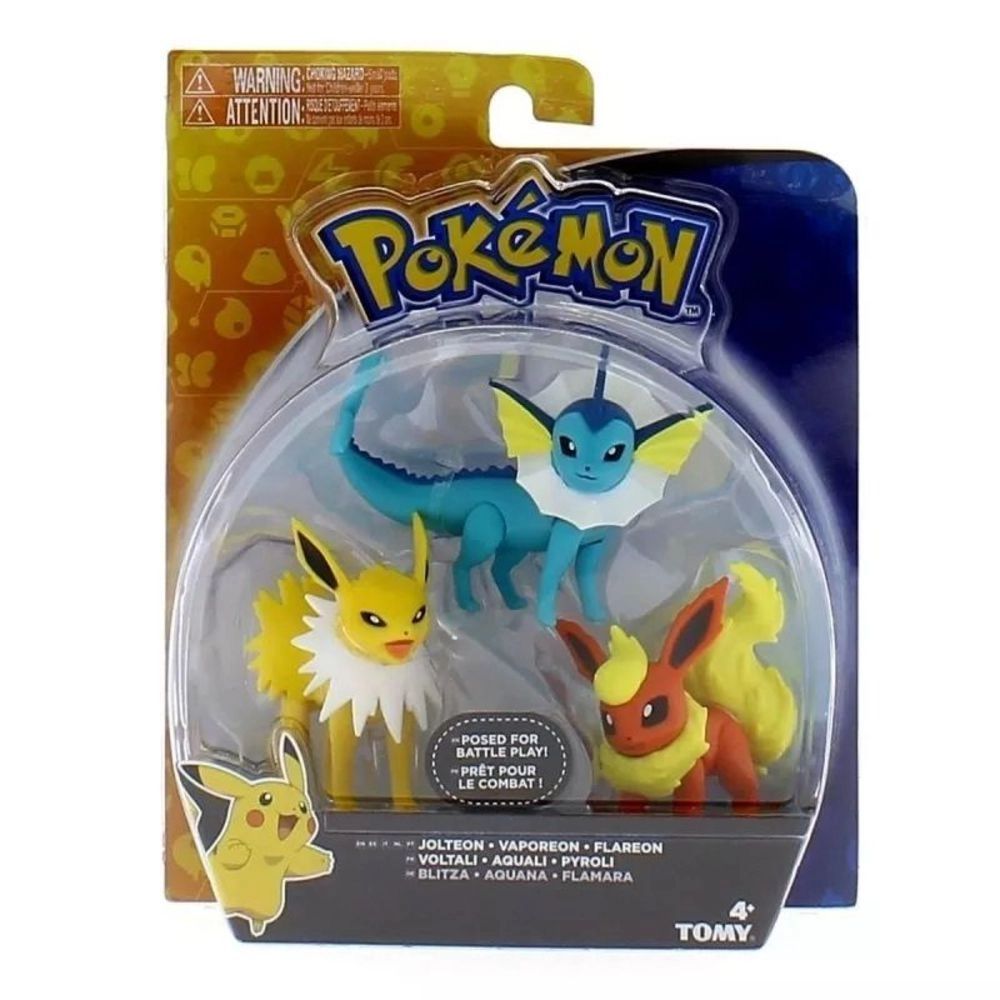 Figuras De Ação Pokémon Eevee, Jolteon, Vaporeon e Flareon