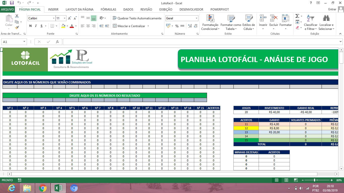 Excel - Planilha megasena lotofácil