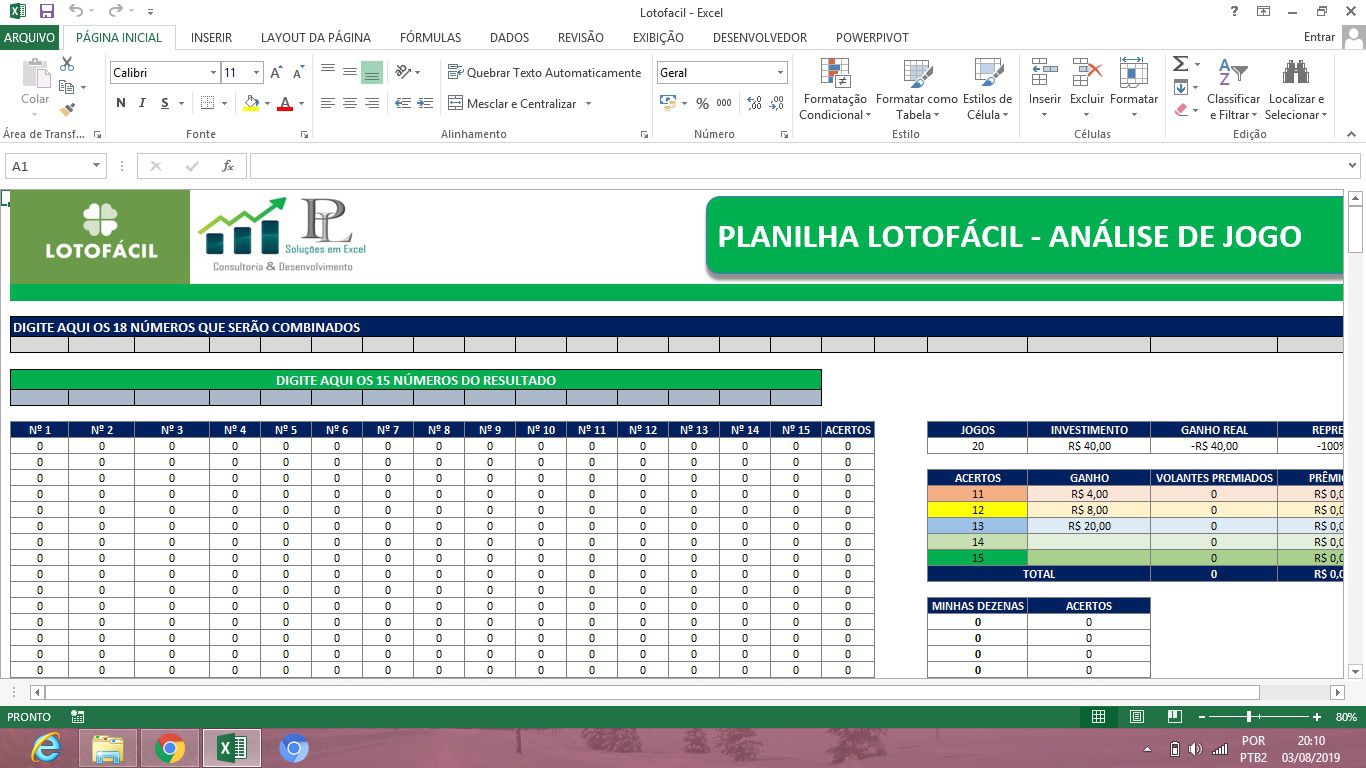 Planilha LotoFácil no Excel, Download Grátis